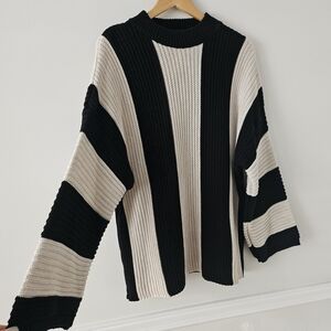 Striped Black and Cream Sweater